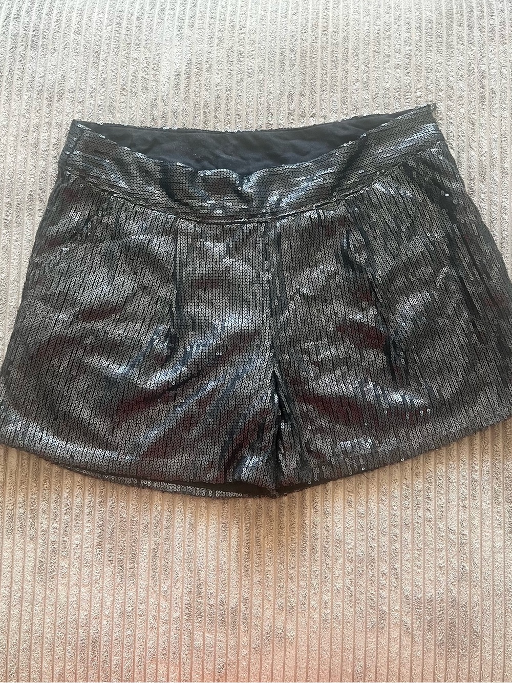 Charlotte Russe Shimmery Black Sequin High-Waist Shorts